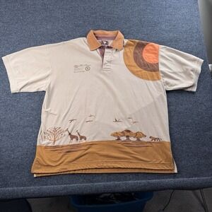Vintage Bare Fox Polo Mens Embroidered Size 3XL Cream Safari EUC